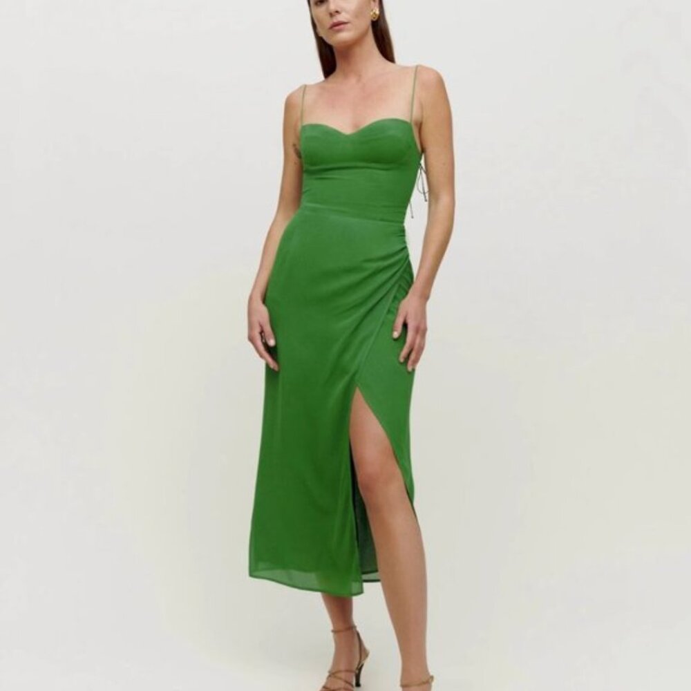 Reformation Kourtney Dress in Kelly Green